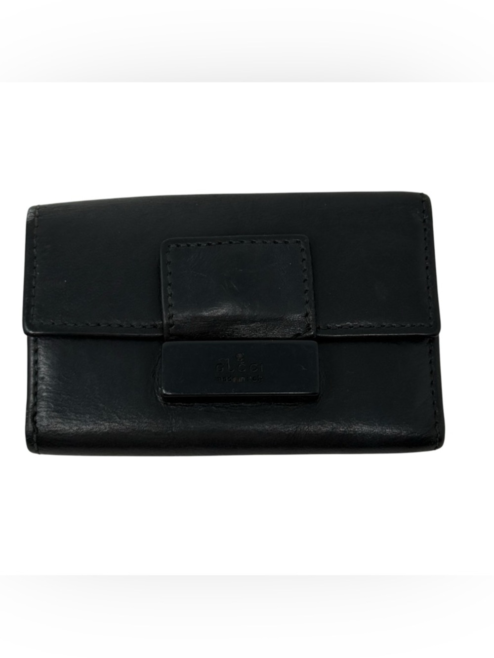 Gucci Black Leather Key Holder Case 6 Hook Made In Italy Vintage Y2K Luxury